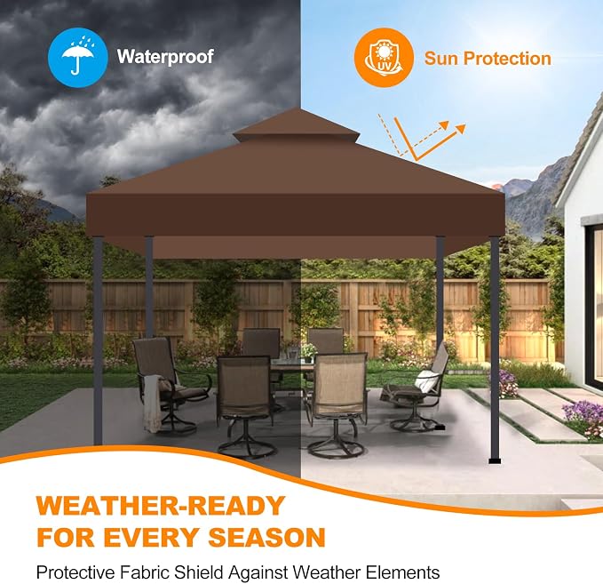 10x10 Canopy Replacement Top Cover Canopy Top Replacement Double Layer Vented - Image 2