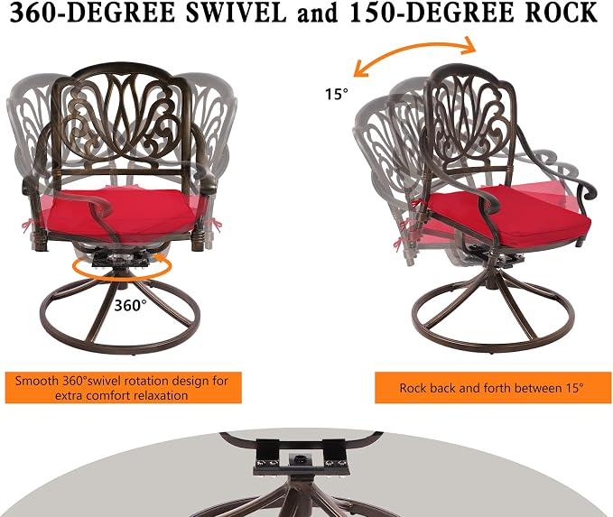 Grepatio 5 Piece Outdoor Dining Set Cast Aluminum Patio Dining Set Table and - Image 6