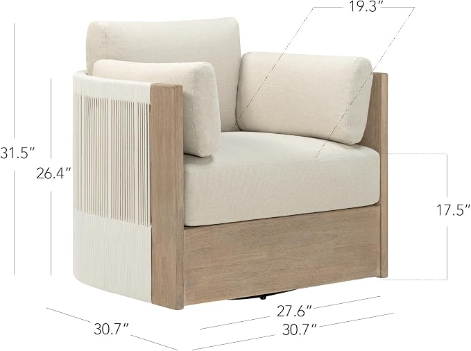 CHITA Boho Patio Rattan 360° Swivel Chair, Outdoor Wicker Furniture - Image 5
