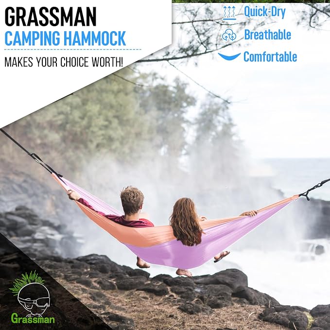 Grassman Camping Hammock Double & Single Portable Hammock - Image 6