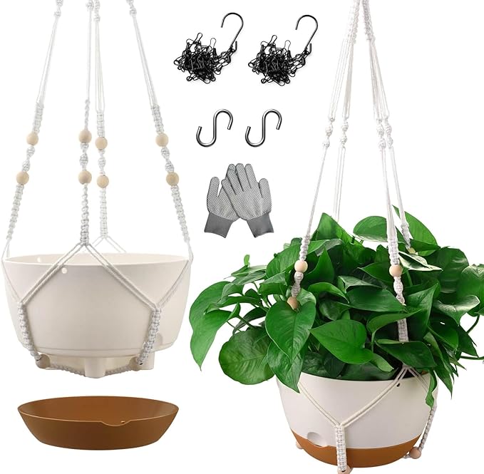 10 Inch Hanging Planters for Indoor Plants, Outdoor Hanging Plant Pot by TIMOSUKI