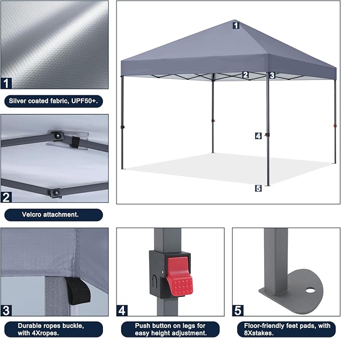 COOSHADE Durable Easy Pop Up Canopy Tent 10x10Ft, - Image 4