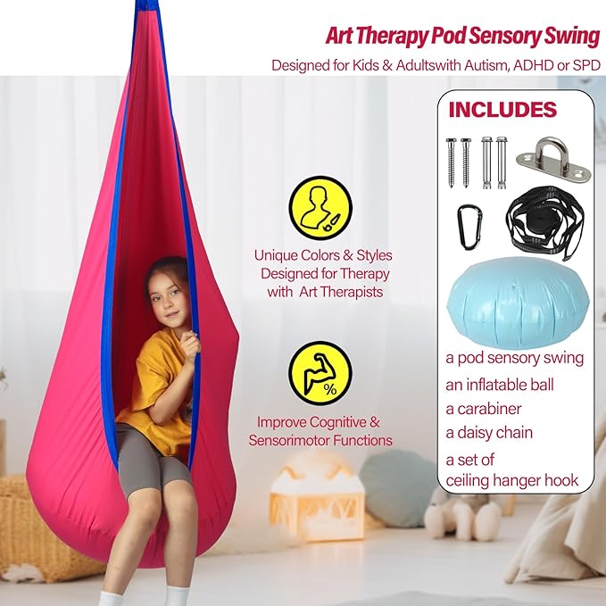 Kids Pod Swing Seat, Max 300 Lbs, Child Sensory Swing Chair Indoor & Outdoor - Image 3