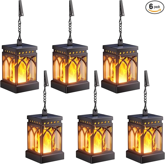KOOPER 6 Pack Solar Lanterns Outdoor Waterproof, Upgraded Flickering Flame by KOOPER