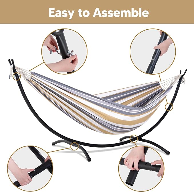 SUNCREAT 2 Person Hammock with Stand, Heavy Duty Free Standing Hammock with - Image 4