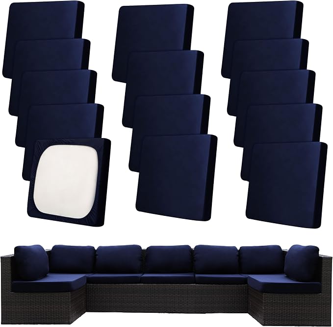 14Pcs Patio Cushion Covers, Outdoor Cushions Covers, Stretch Cushion Covers by Unknown