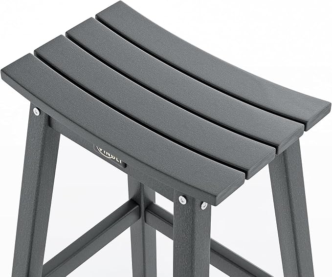 VINGLI 29" Outdoor Bar Stools Set of 2, HDPE Poly Lumber Bar Chairs - Image 5