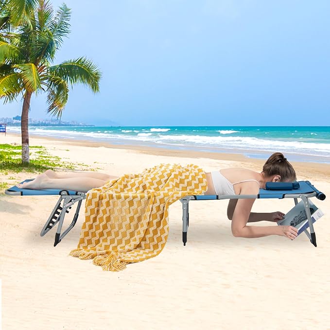 GYMAX Tanning Chair, 330LBS Beach Lounge Chair - Image 9