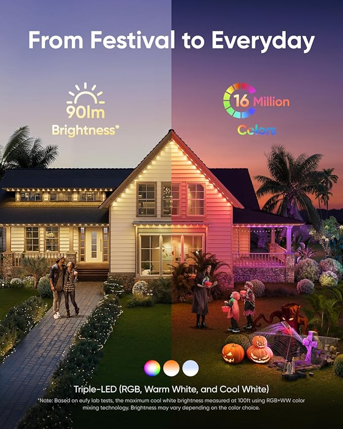 eufy Permanent Outdoor Lights E22, 100ft+ 50ft kit - Image 2