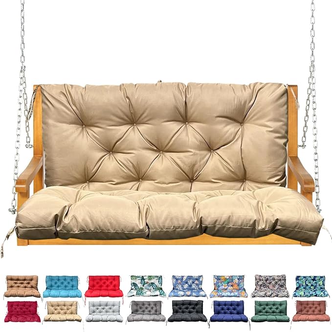 Porch Swing Cushion with Backrest, Waterproof Bench Cushion by NANGELRN
