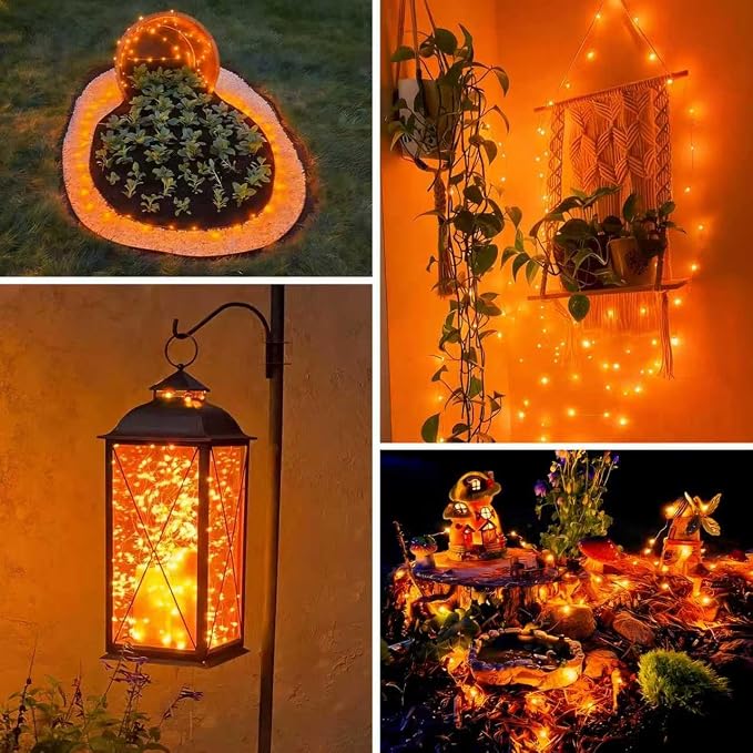 QITONG 4 Pack Solar Fairy Lights, Each 33ft 100 LED Orange Christmas String - Image 8