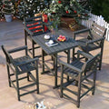 5-Piece Bar Height Adirondack Chairs and Table Set, Outdoor Patio Bar Set by PatioKingdom