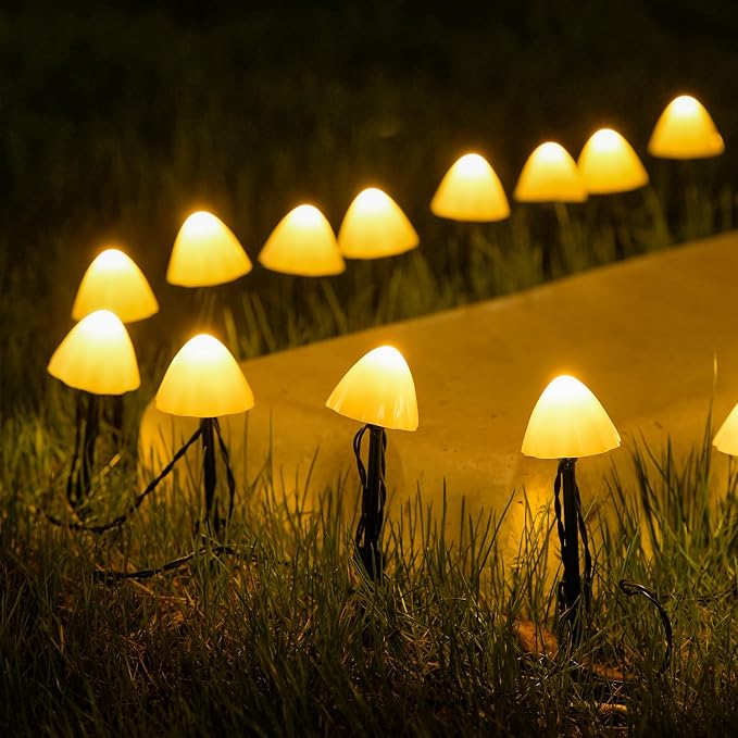 JMEXSUSS Solar Mushroom Lights for Outside, 20 LED 36FT Solar String Lights - Image 8