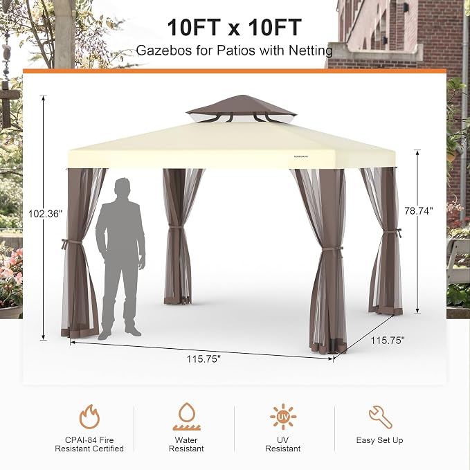 Patio Gazebo Tent Outdoor Canopy Shelter 10'x10' - Image 6