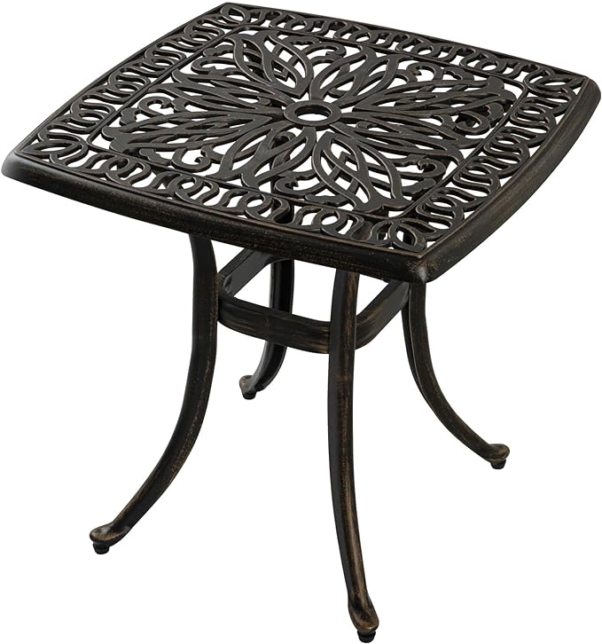 Outdoor Cast Aluminum Side Table End Table by ZOTORUN