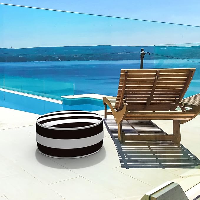 LVTXIII Outdoor Inflatable Ottoman, Fade-Resistant Round Footrest Stool D21”x - Image 7