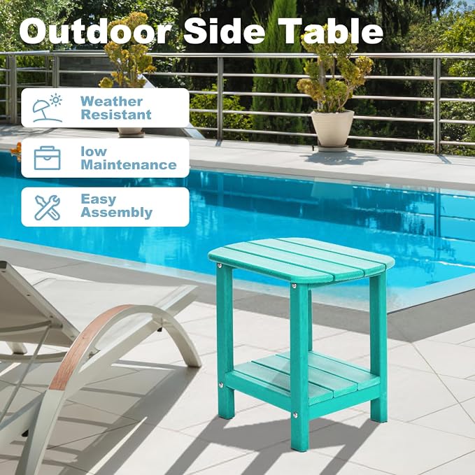 Adirondack Outdoor Side Table, 16.5” HDPE Small Patio Table - Image 6