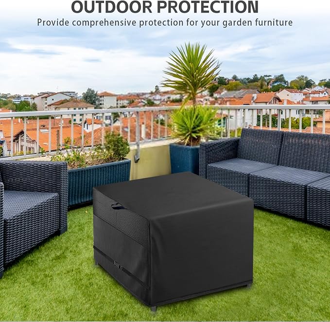 Outdoor Patio Square Table Cover 42 inch Black Heavy Duty Waterproof Cover - Image 7