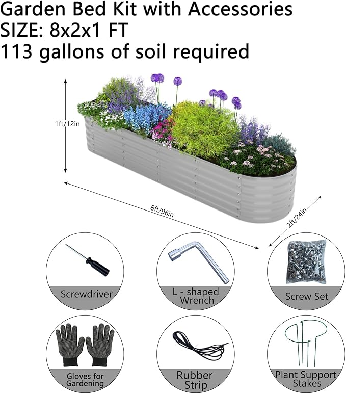 Galvanized Metal Planter Round Raised Garden Bed Kit - Image 2