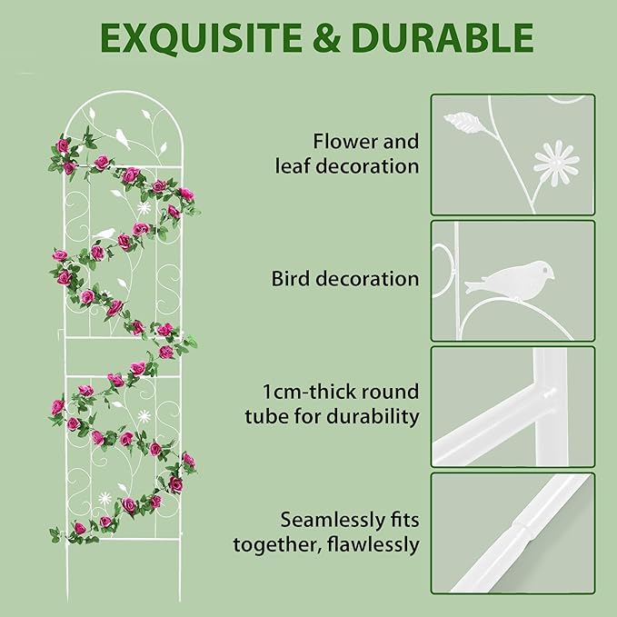 Metal Garden Trellis for Climbing Plants, 86.5" x 19.7" Metal Plant Trellis - Image 5