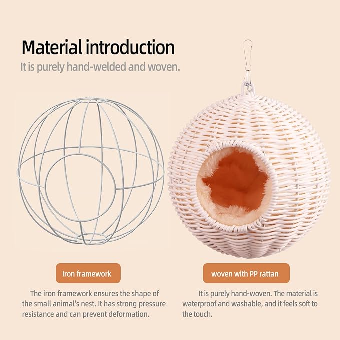 PP Rattan Rat Hammock with Removable Cotton nest, Suitable - Image 3