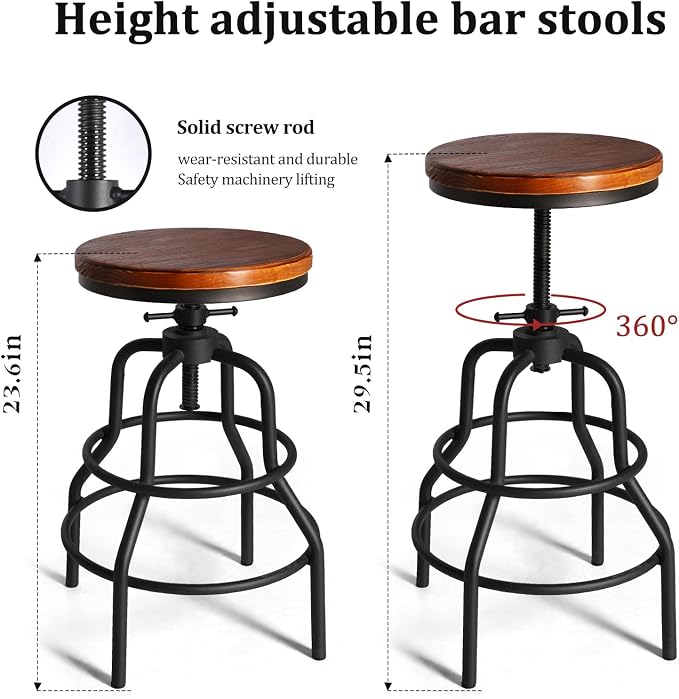 LOKKHAN Vintage Industrial Barstools - Image 3