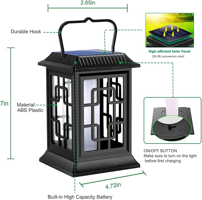 Solar Lanterns Outdoor Waterproof Hanging Lanterns Garden Solar Powered Flame - Image 2