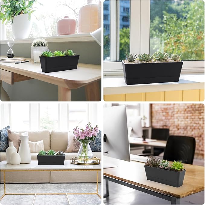 GREANER Rectangle Window Boxes, Succulent Flowers Plastic Pot - Image 6