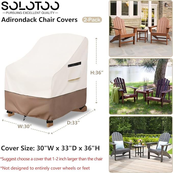 Adirondack Chair Covers Waterproof Heavy Duty Patio Furniture Covers, 30W x 33D - Image 3