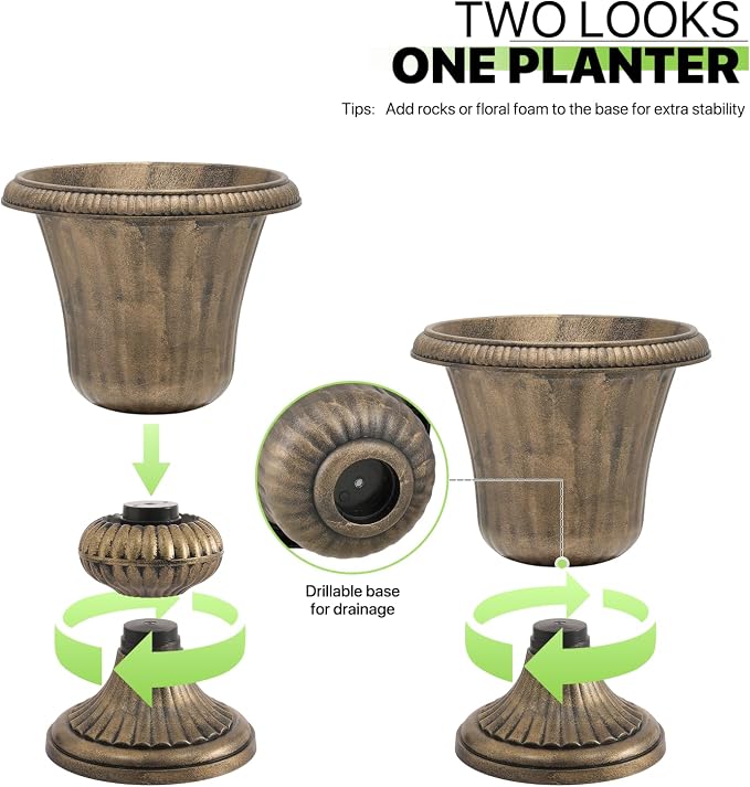 Magshion 20" Urn Planters for Outdoor Plants, Large Decorative Front Porch - Image 5