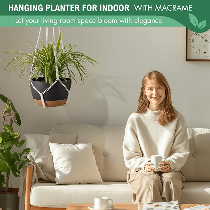 10 Inch Hanging Planters for Indoor Plants, Outdoor Hanging Plant Pot - Image 2