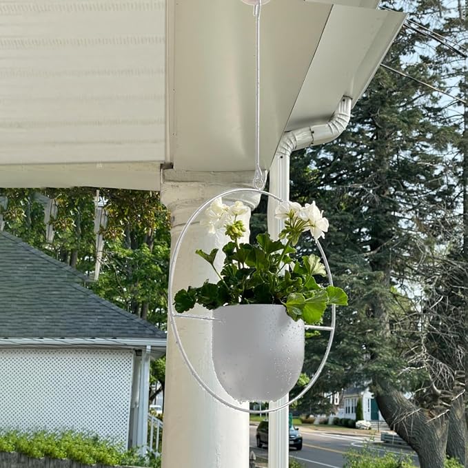 2 Pack Hanging Planters for Indoor Outdoor Plants Modern Metal Plant Hangers - Image 7