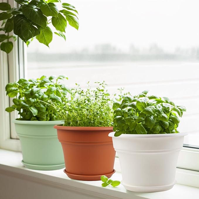 10 Inch Plastic-Flower-Pot-for-Indoor-Plants, 4 Pack Large Outdoor Planter Pot - Image 7