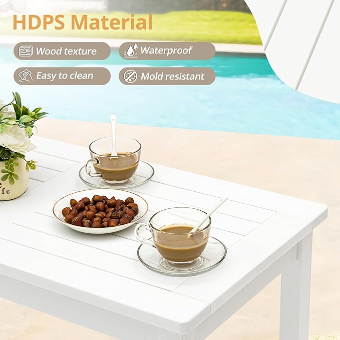 LUE BONA Outdoor Coffee Table Rectangle, 42.5" HDPS Patio Coffee Tables - Image 5