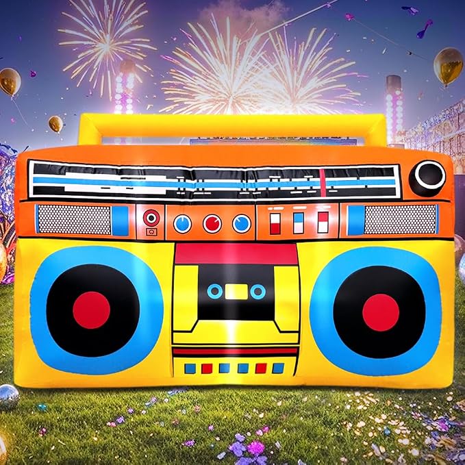 80's 90's Party Decoration 5FT Inflatable Radio Boombox Decorations, Blow up - Image 4