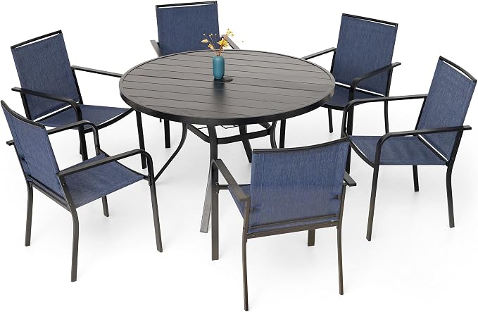 7-Piece Outdoor Dining Set, 48-Inch Round Table by Anmutig