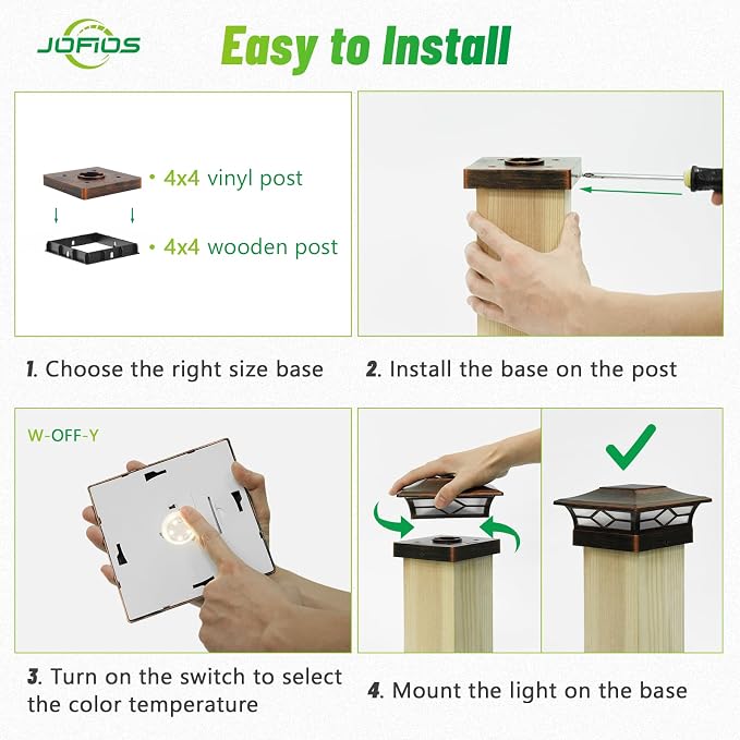 Solar Post Cap Lights Outdoor 8pack, Waterproof Solar Powered Deck Fence Post - Image 7