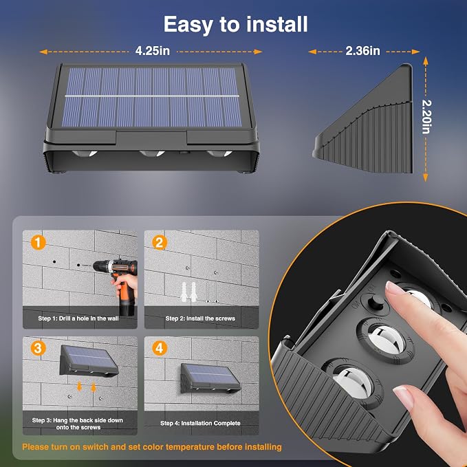 Onforu Solar Fence Lights, 12 Pack Solar Lights Outdoor, 3 Modes - Image 6