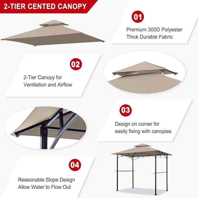Eurmax USA High Performance Grill Gazebo Canopy Replacement Cover 5x8 BBQ - Image 3