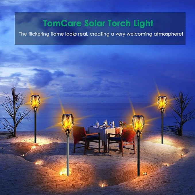 TomCare Solar Lights Outdoor 99 LED Higher & Larger Flickering Flame Solar - Image 5