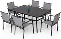 7-Piece Outdoor Dining Set, 6 Stackable Patio Portable Chairs & 60'' by Anmutig