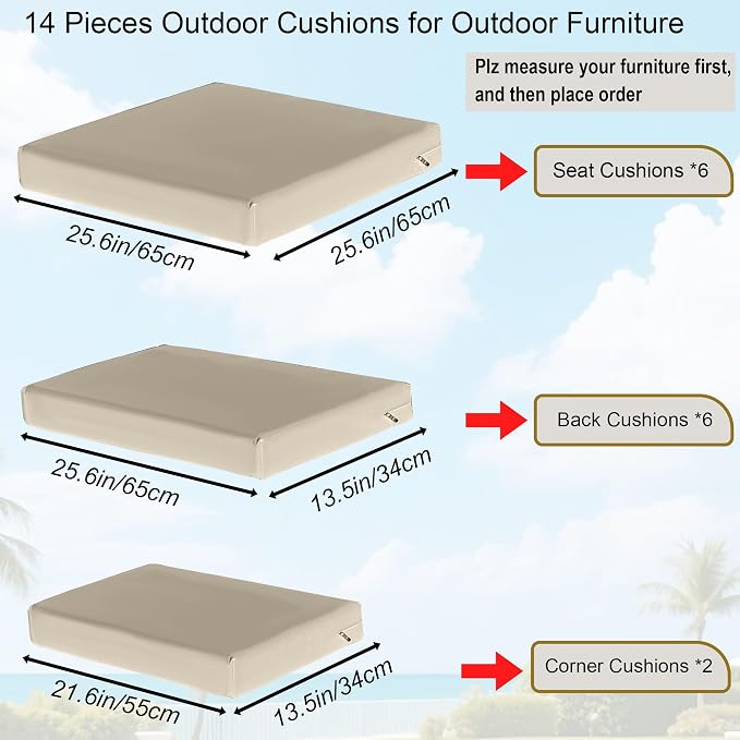 Outdoor Replacement Cushions for Patio Furniture, Splash-Resistant and - Image 2