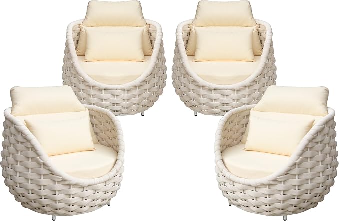 TWT 4 Pieces Patio Sofas, All-Weather Olefin Rope Balcony Furniture by TWT