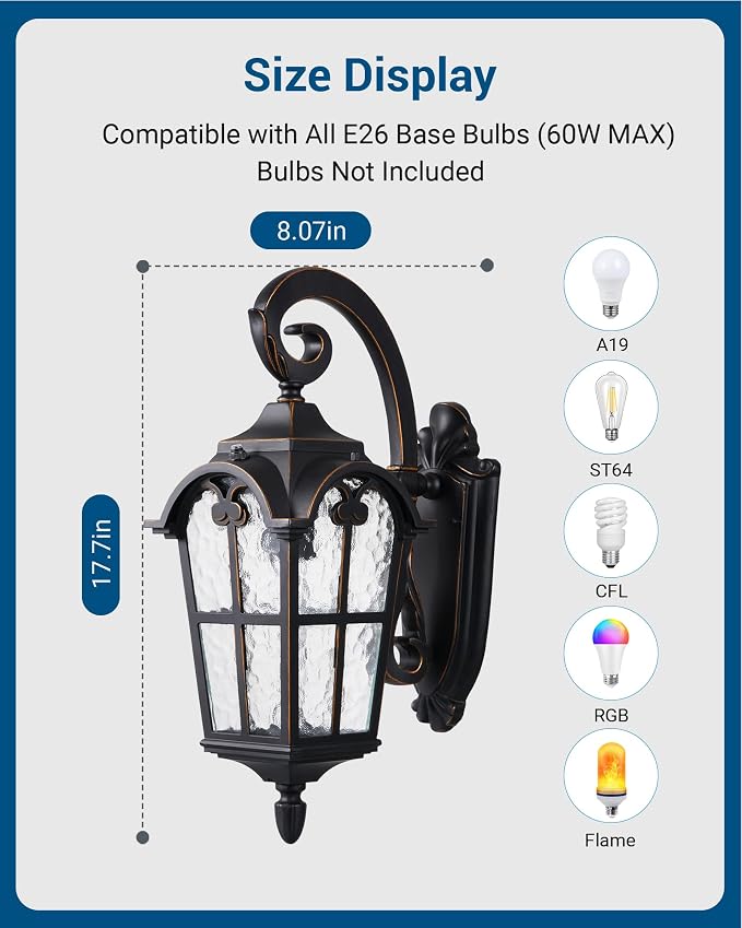 DEWENWILS Dusk to Dawn Outdoor Wall Light, Waterproof Exterior Light Fixture - Image 6