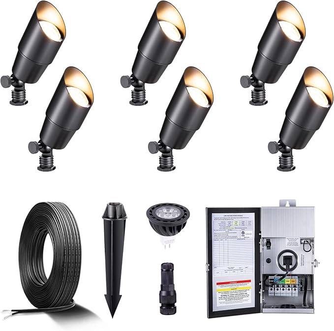 Gardenreet Black Brass Low Voltage Landscape Spotlights Kit 12V LED by Gardenreet