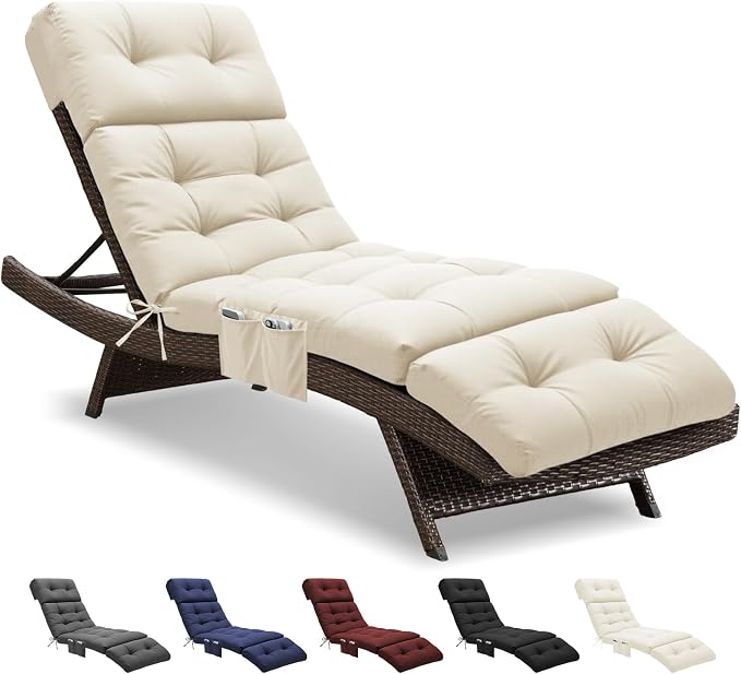Outdoor Chaise Lounge Chair Cushion Waterproof 74.4 x 22 x 4.7 Inches Lounge by Unknown