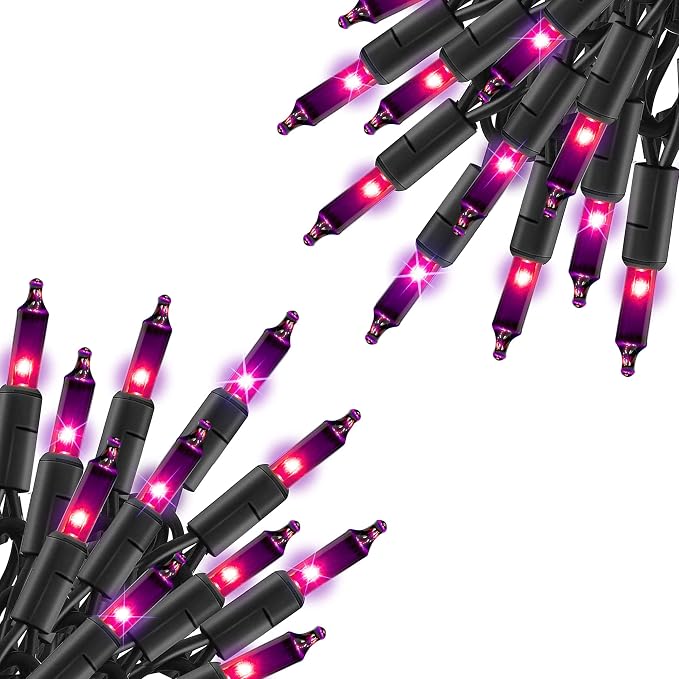 TW SHINE Purple Halloween Lights, 2 Pack 20FT 100 Count Incandescent Halloween by TWSHINE