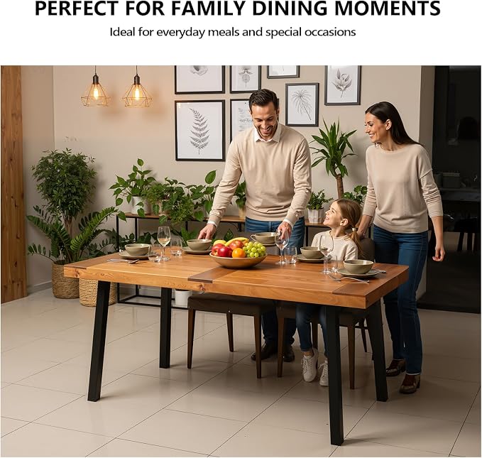 VINGLI 69 Inch Wood Dining Table - Image 4