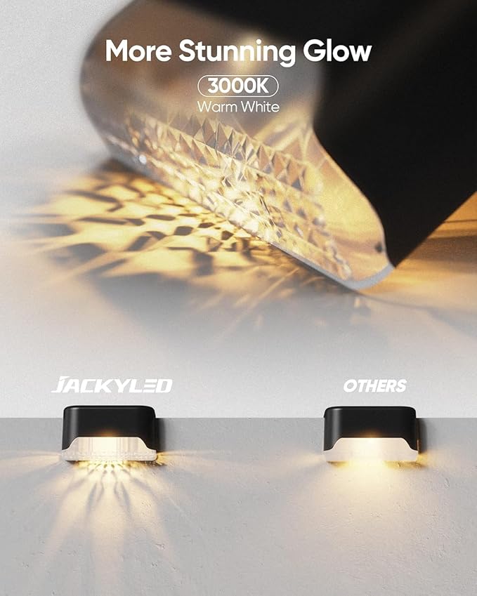 JACKYLED Solar Deck Lights 4 Pack Solar Fence Light Solar Powered Outdoor Step - Image 2