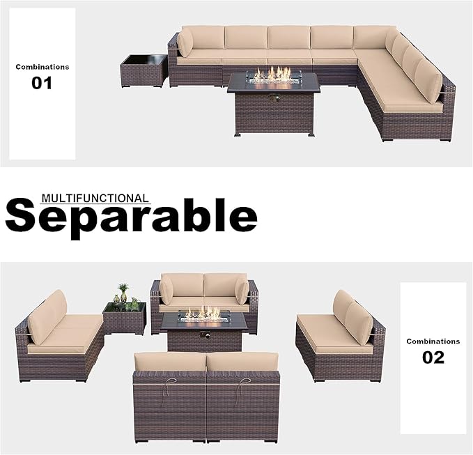 Kullavik 10 Pieces Outdoor Patio Furniture Set - Image 5